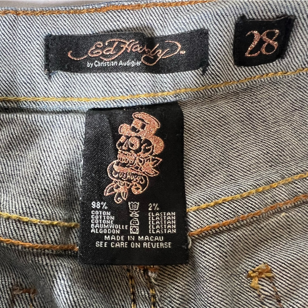 Ed Hardy Jeans by Christian Audigier “Love Kills Slowly” Y2K Denim Jeans Size 28 - Picture 7 of 10